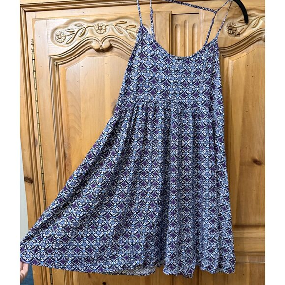 Express Purple Geometric Printed Sleeveless Sundress Small Spaghetti Straps Rayo - Picture 3 of 8